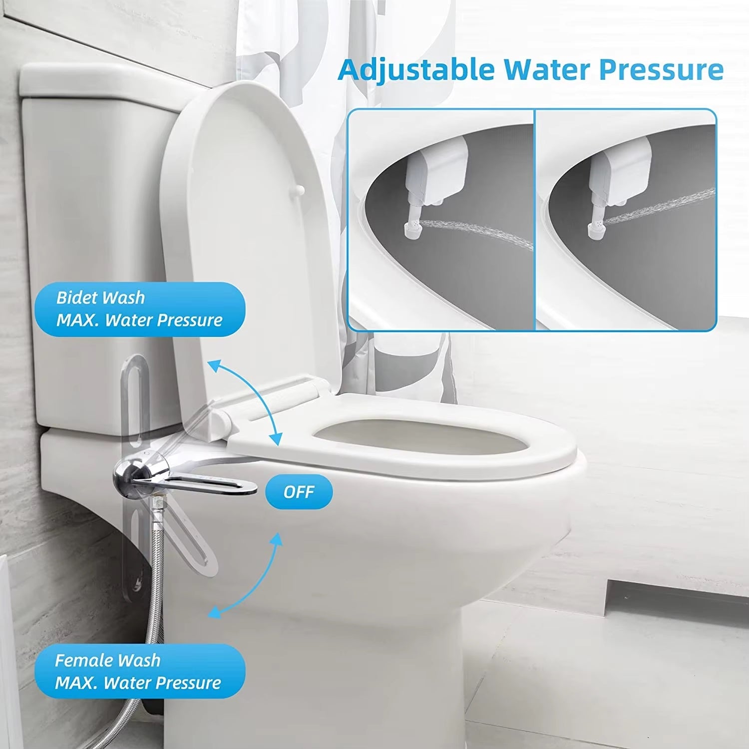 Toilet Bidet Attachment – Dual Nozzles with Adjustable Spray