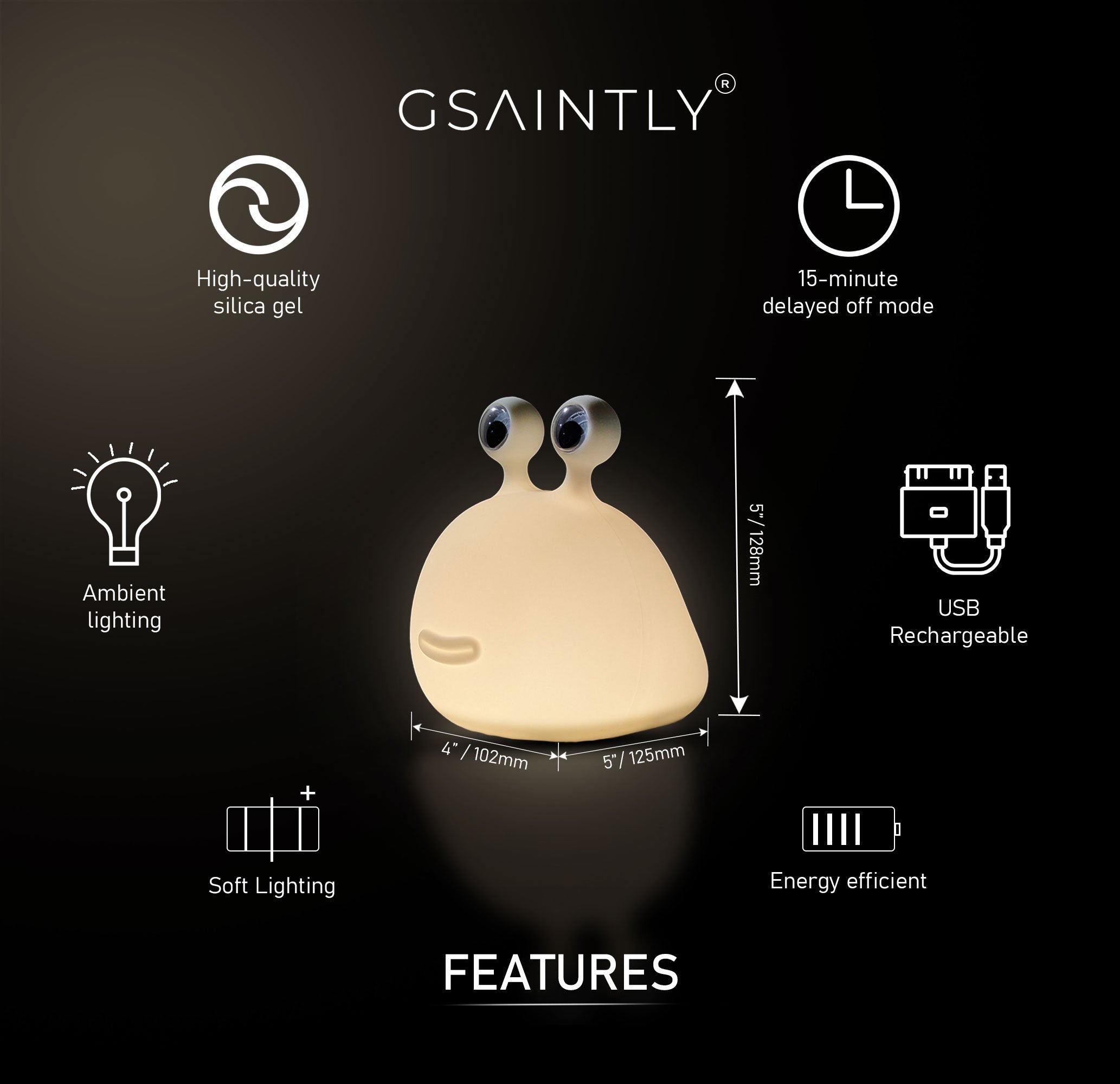 Slug Shaped Silicone Night Light/Lamp