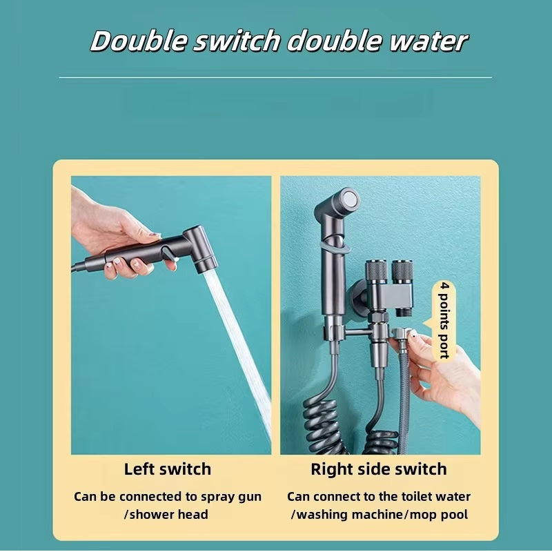 Dual-Control Stainless Steel Handheld Bidet Spray Kit