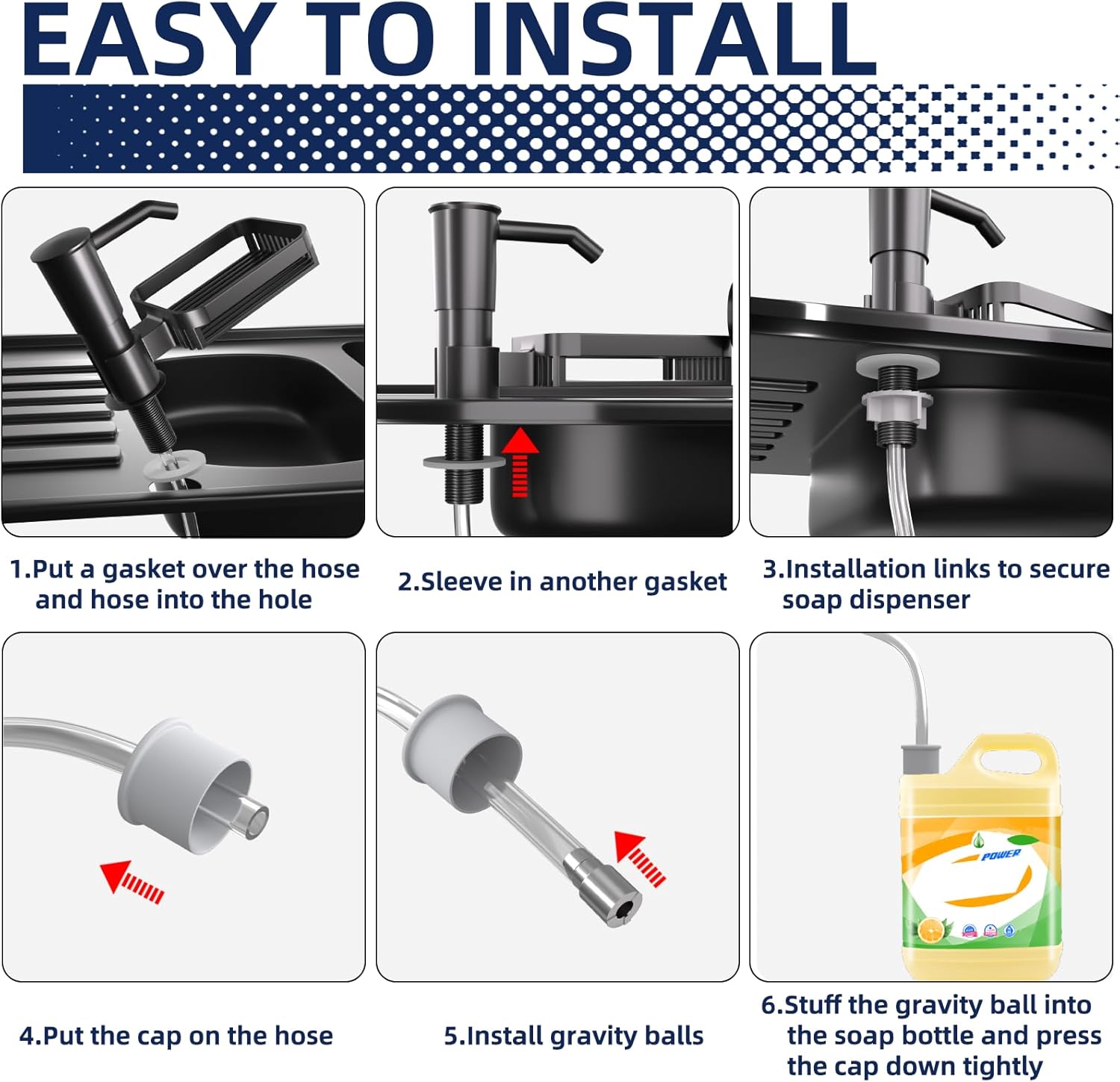 Soap Dispenser Pump with Sponge Rack