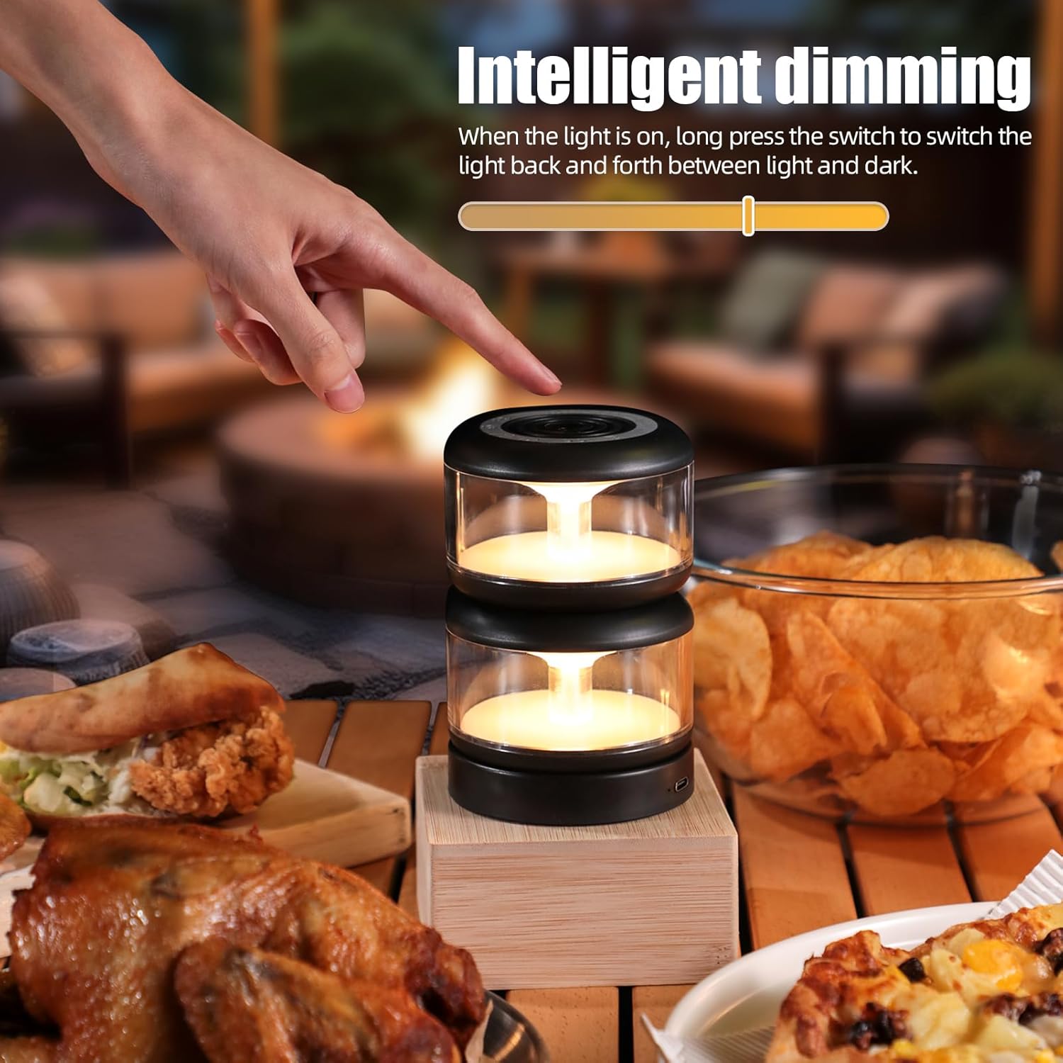 Portable LED Candle Lamp Night Lights Pack of 3 with Charging Base