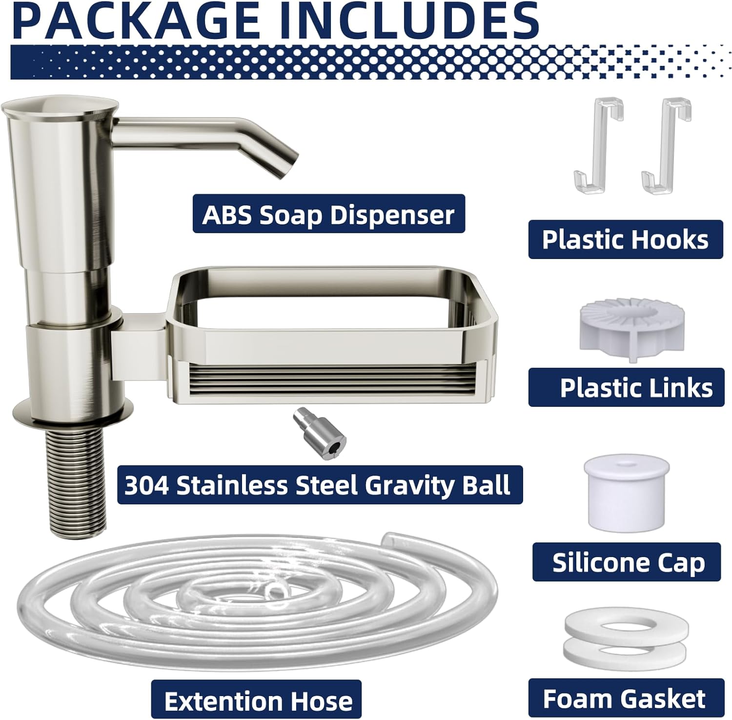 Soap Dispenser Pump with Sponge Rack