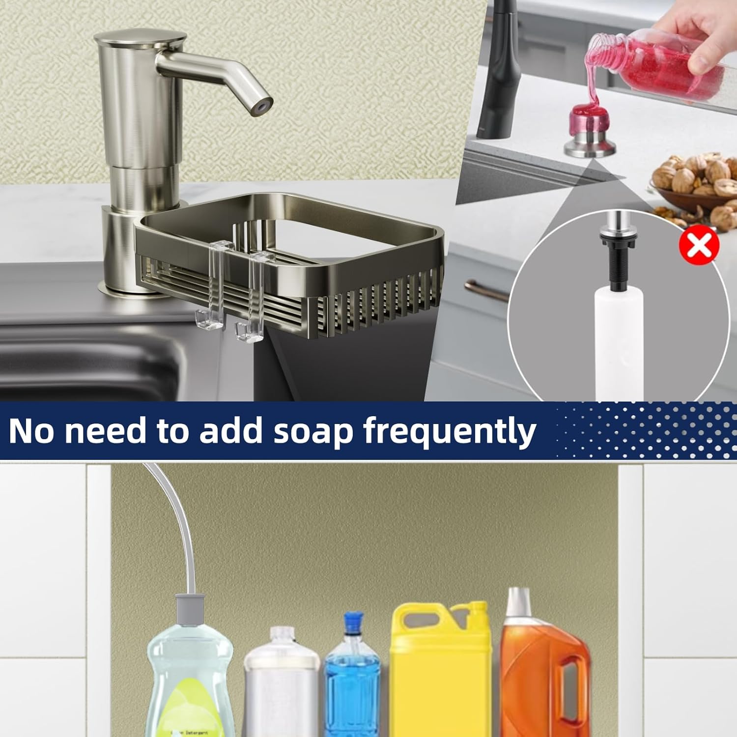 Soap Dispenser Pump with Sponge Rack