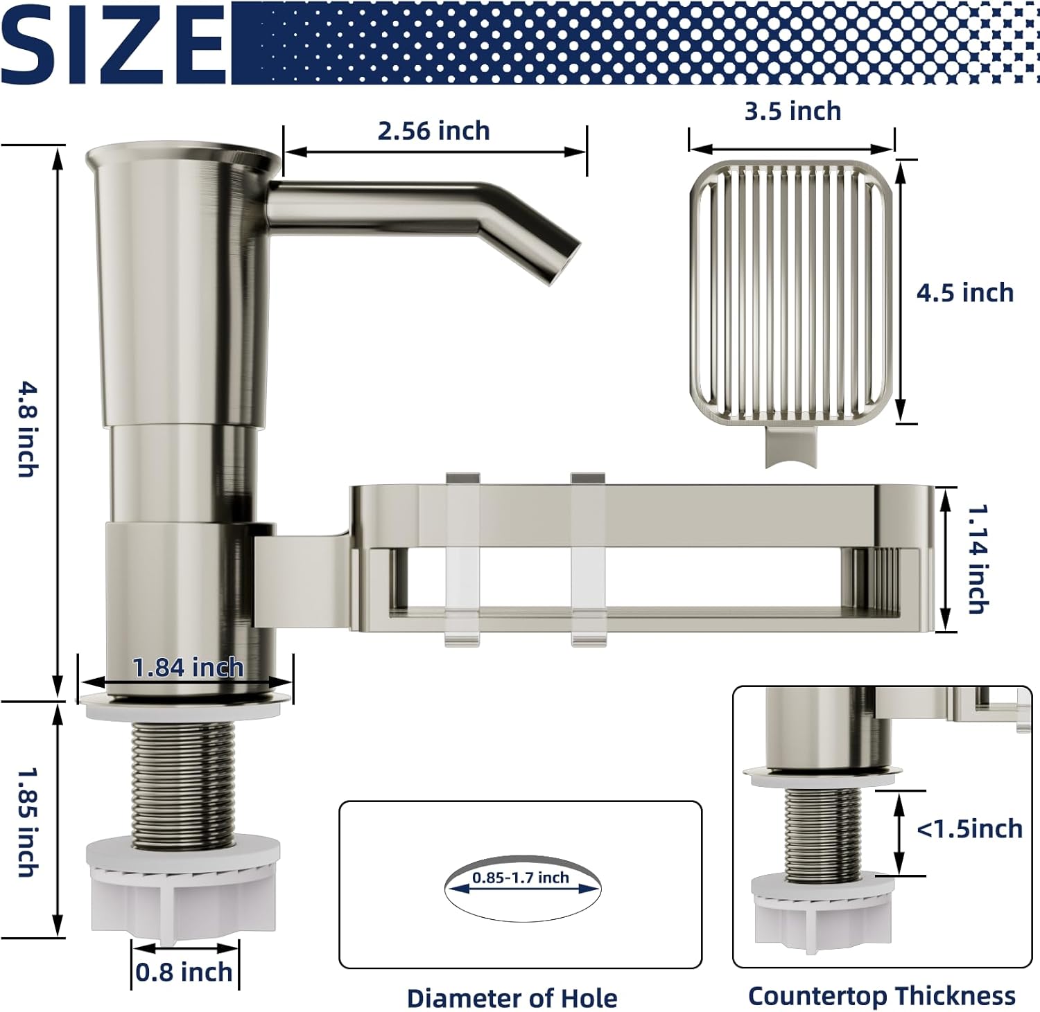 Soap Dispenser Pump with Sponge Rack