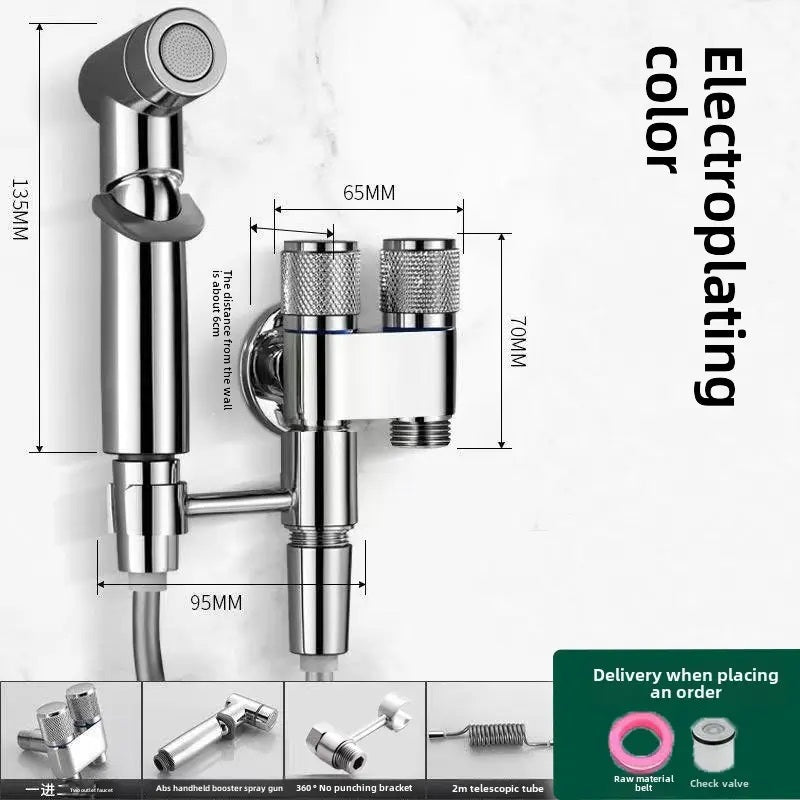 Dual-Control Stainless Steel Handheld Bidet Spray Kit