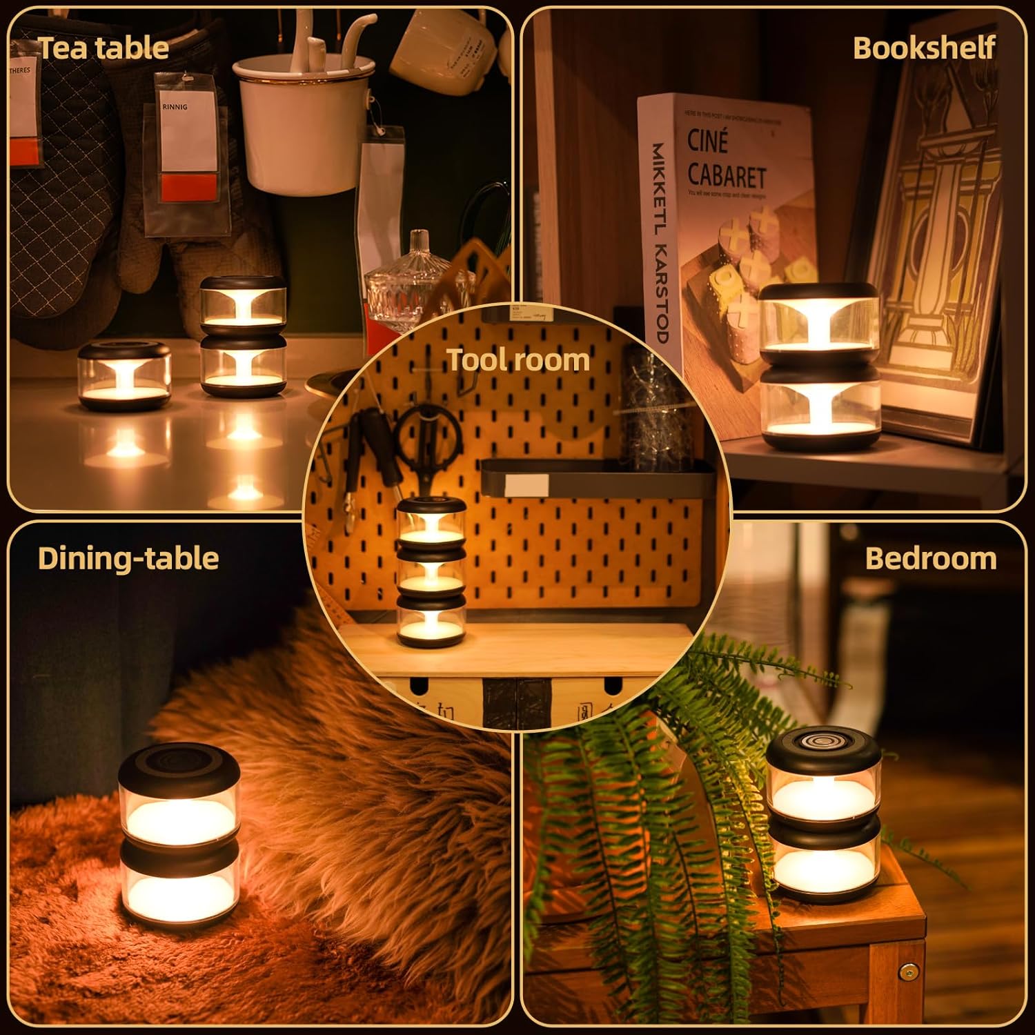 Portable LED Candle Lamp Night Lights Pack of 3 with Charging Base